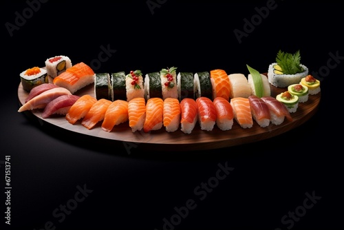 Delicious sushi assortment. Generative AI