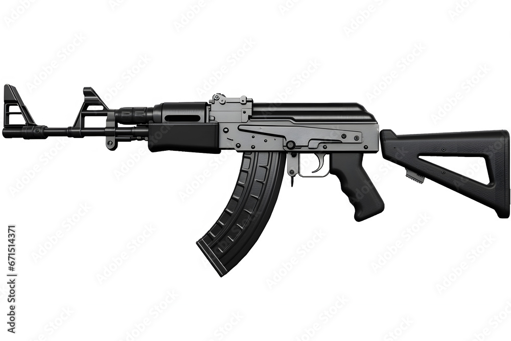 Rare first model AK - 47 assault rifle isolated on white. Neural network AI generated art Rare first model AK - 47 assault rifle isolated on white. Neural network AI generated art