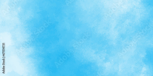 Brush-painted blurred and grainy paint aquarelle Abstract light sky blue watercolor background,Classic hand painted Blue watercolor background for design.