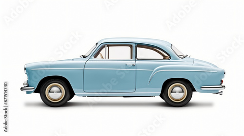 Passenger blue car isolated on a white background