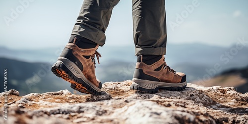 a close-up of hiking boots