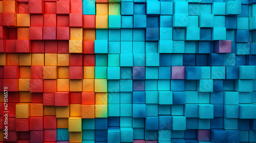 Colorful Blocks Wall Background. Generative AI.