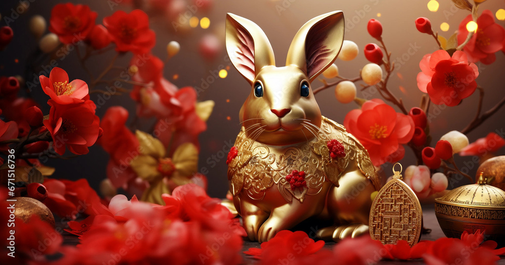 christmas decoration on a red rabbit, easter, bunny, animal, toy, cartoon, holiday, hare, egg, illustration, cute, eggs, pink,