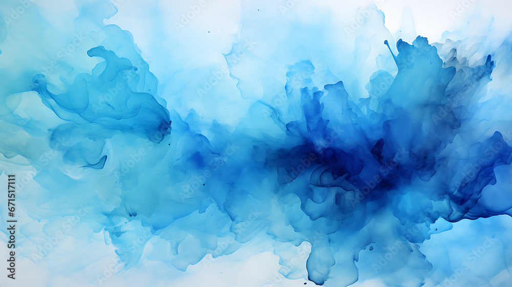 Bright blue pastel abstract watercolor splash brushes texture illustration art paper - Creative Aquarelle painted, isolated on white background, canvas for design, hand drawing