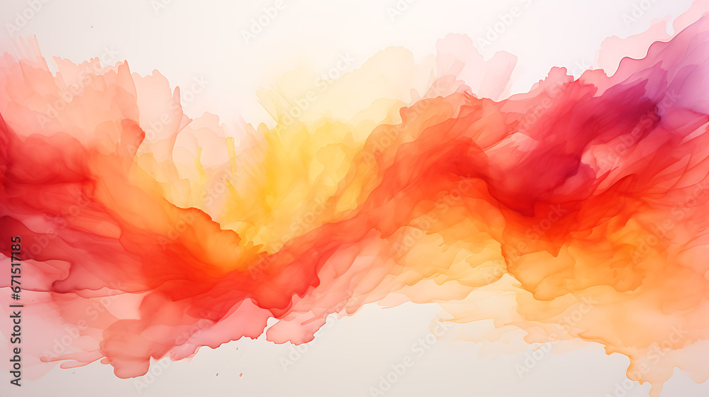 Bright orange, yellow, red pastel abstract watercolor splash brushes texture illustration art paper - Creative Aquarelle painted, isolated on white background, canvas for design, hand drawing