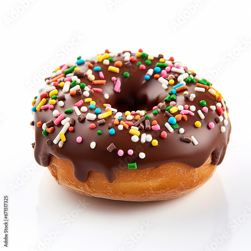 Sweet donut with sprinkles on isolated white background - ai generative © NAVIN