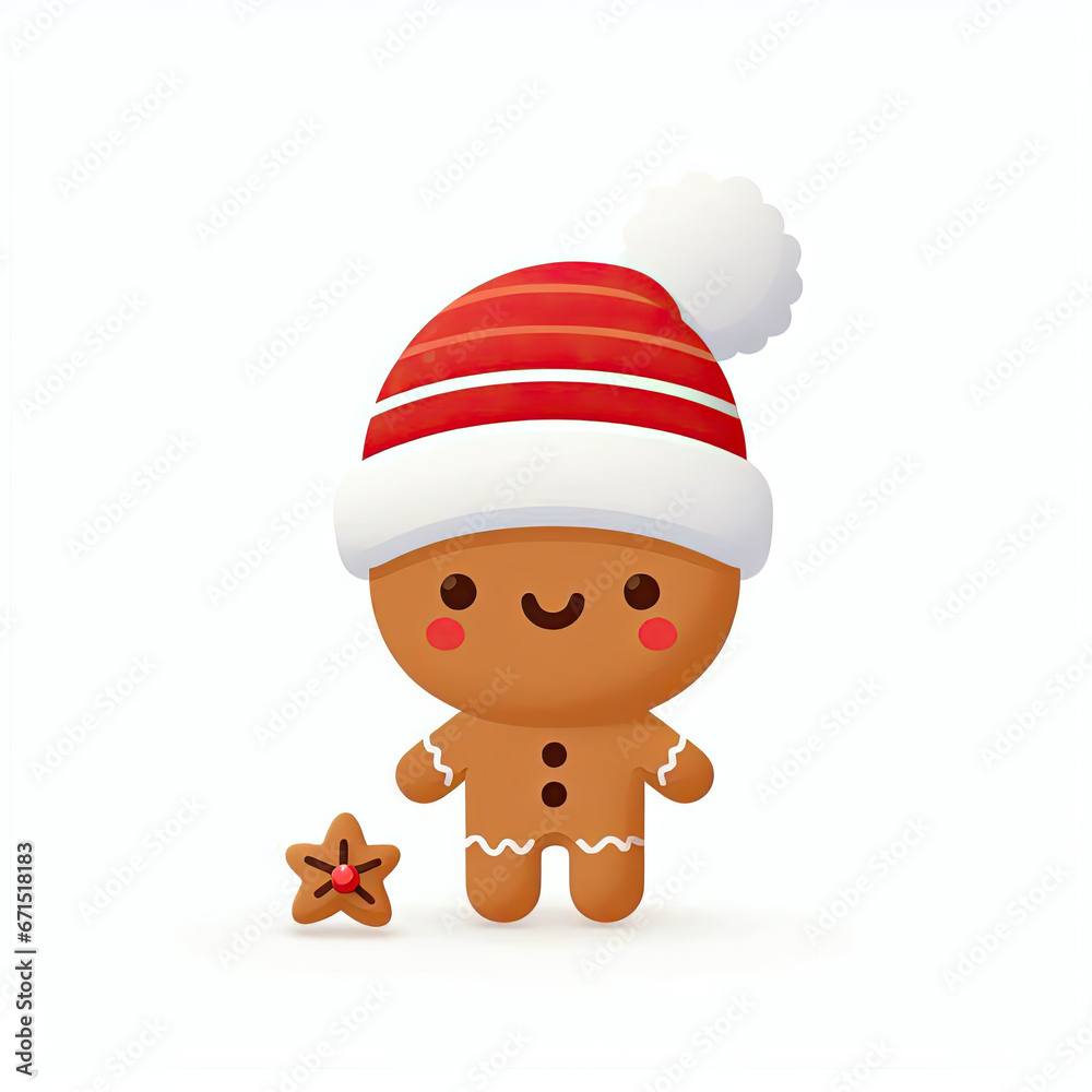 white background, cute character, new year, gingerbread white background, cute character, new year, gingerbread