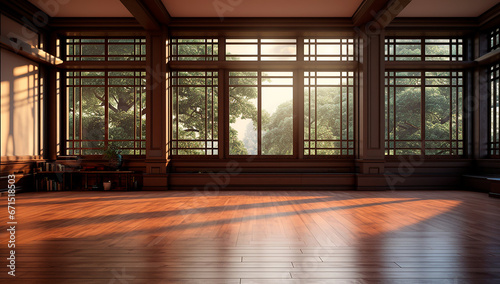 Ventanal habitacion vacía - madera - Luz natural ventana 