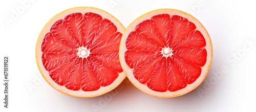 solitary red grapefruit white background
