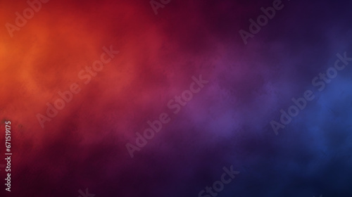 Dark grainy color gradient background, purple red orange blue black colors. Generative AI.