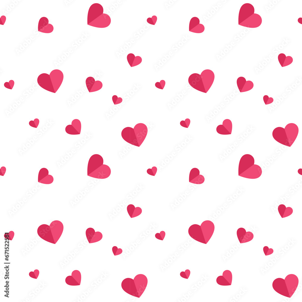 Hand drawn red hearts seamless pattern, Valentine's, Mother's day, birthday card, wallpaper or gift wrap design.