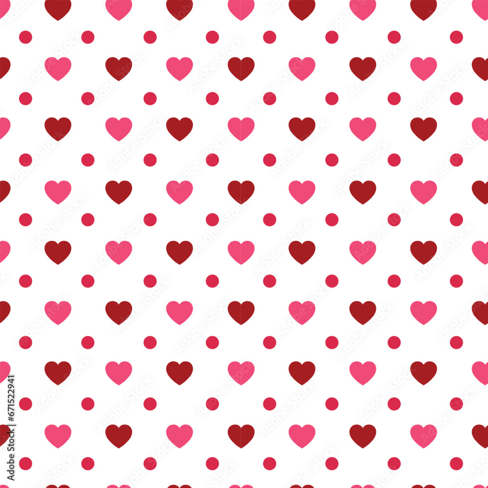 Hand drawn red hearts seamless pattern, Valentine's, Mother's day, birthday card, wallpaper or gift wrap design.