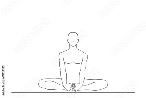 Human figure performing the yoga pose of the butterfly (Bhadda Konasana)