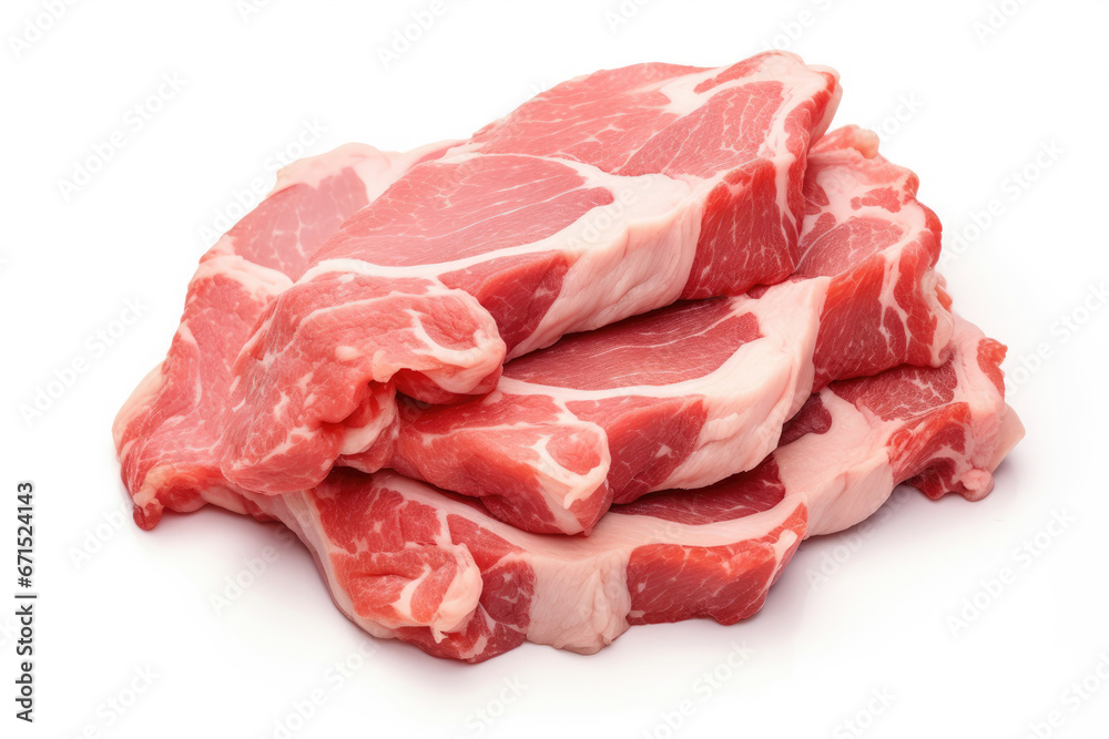 Fillet of raw pork on white background