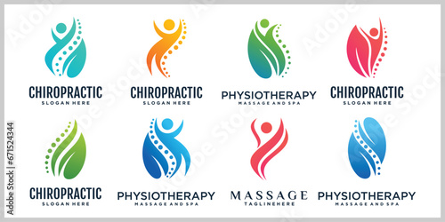 Physiotherapy logo design templates creative concept Premium Vector