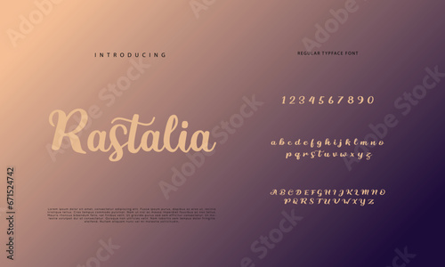 Abstract Calligraphy font alphabet. Minimal modern urban fonts for logo, brand etc. Typography typeface uppercase lowercase and number. vector illustration
