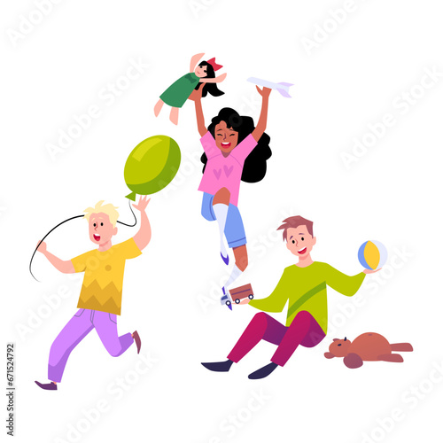 Attention deficit hyperactivity disorder, ADHD syndrome in children vector illustration, impulsive behavior