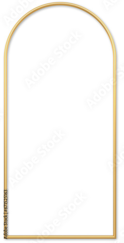 3D Golden Arched Frame Border with Shadow