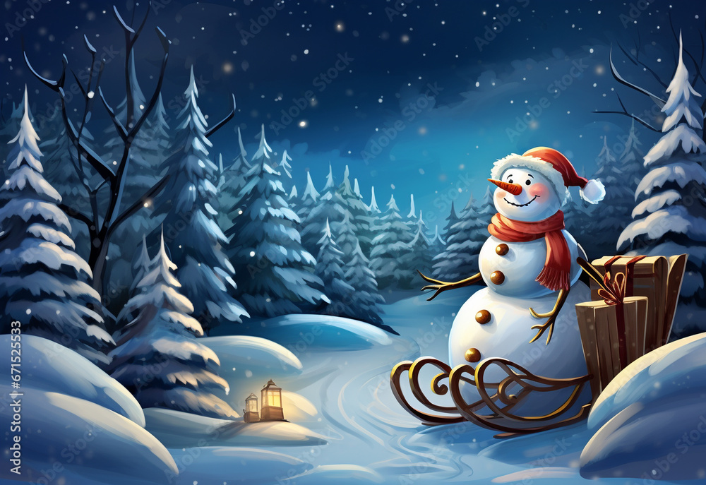 Fototapeta premium Christmas card with decor elements.