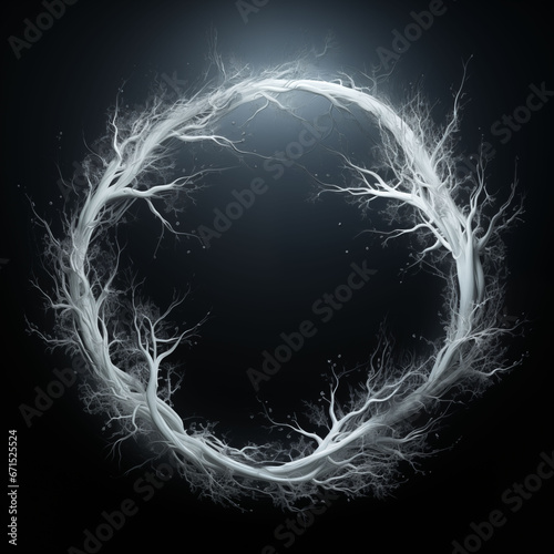 3d render of white lightning on dark background with space for text.