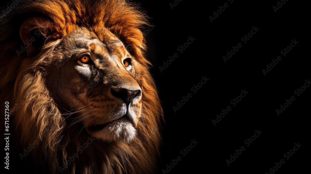 Lion king isolated on black background