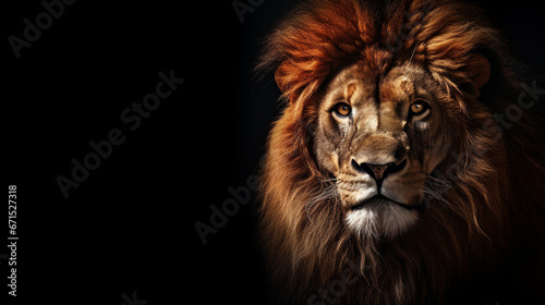Lion king isolated on black background © Ion