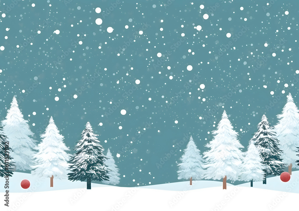 Christmas background, vector and illustration style. Retro Xmas decoration with tree, Santa Claus when winter.