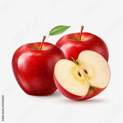 Red apple whole pieces isolated on a transparent background
