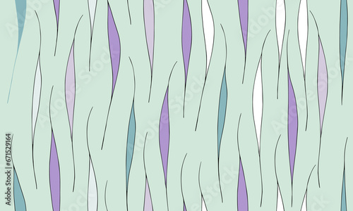 Seamless abstract pattern. Geometric shapes of lilac and green colors on a light background. It can be used to create wallpaper, fabrics, packaging.