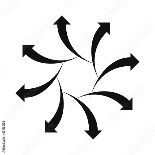 Radial Overlapping Curved Bursting Arrows Icon