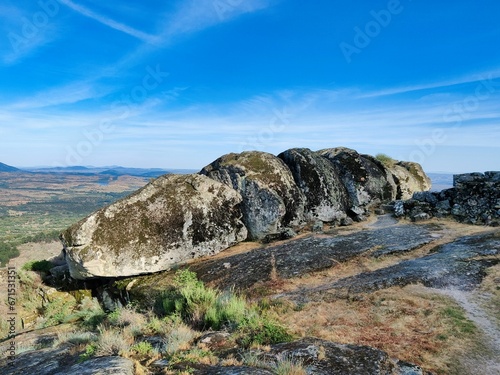 Tranquil landscape of Monsanto, Portugal, with large boulders nestled in the mountains photo