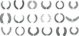 Laurel Wreath Vector illustration, .Elegant Set isolated on white. Perfect for logos, badges, labels. Various styles: traditional, classical, antique. Ideal for emblem, award, victory, honor, triumph