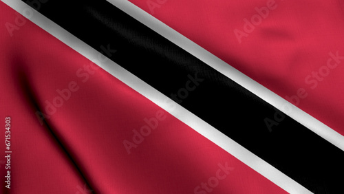 Trinidad and Tobago Flag. Waving  Fabric Satin Texture Flag of Trinidad and Tobago 3D illustration. Real Texture Flag of the Republic of Trinidad and Tobago