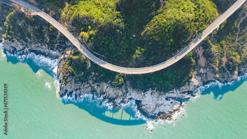 Aerial photography panoramic view of Sufengshan internet celebrity highway in Dongshan County, Zhangzhou City, Fujian Province, China photo