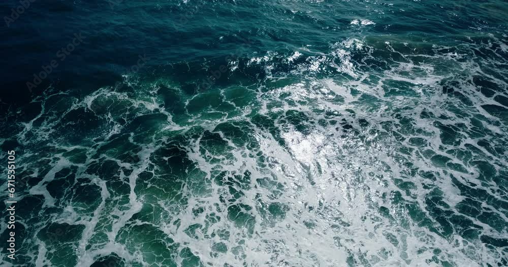 Amazing Top-down aerial view of the powerful deep blue ocean waves during the monsoon season amazing video Tropical Sea Andaman Sea : 4K Video High quality Apple ProRes