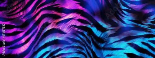 Holographic zebra seamless pattern background. Animal skin texture in retro fashion style. photo