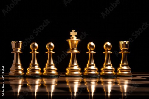 In the game of intelligence and strategy  a shining king takes the forefront  symbolizing victory and control.
