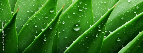 Fresh aloe vera leaves with dewdrops texture background. photo