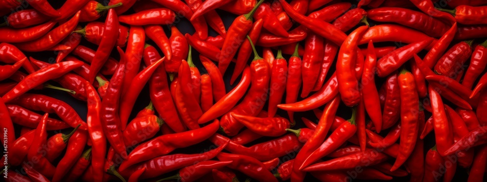 Fototapeta premium Red hot chilli peppers seamless pattern texture background.