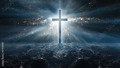 Cross with holy light in the background