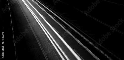 lights of cars with night. long exposure  light lines