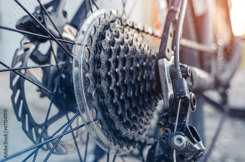 Bicycle sprocket on the rear wheel of bike