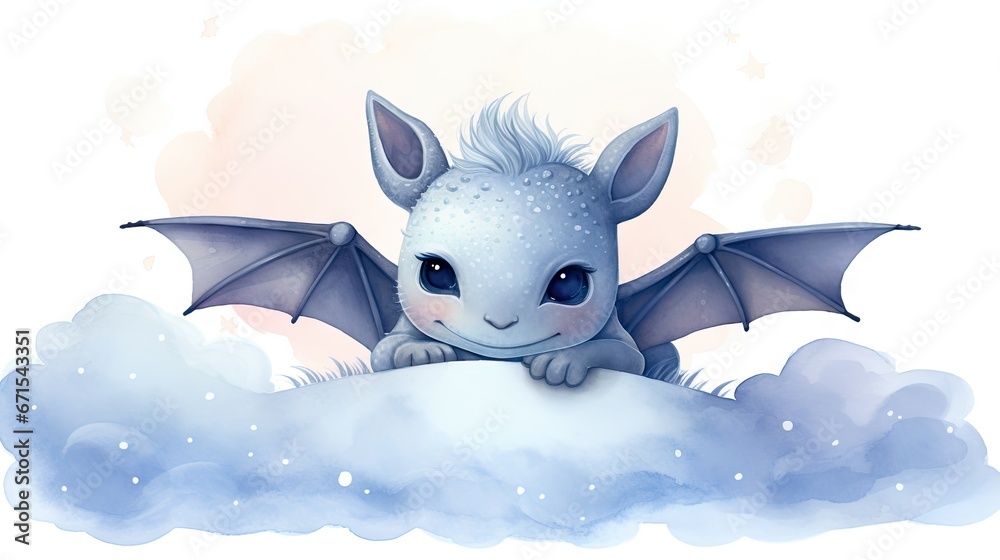 a cute little dragon sitting on top of a cloud with a big smile on it's face and wings. generative ai a cute little dragon sitting on top of a cloud with a big smile on it's face and wings. generative ai