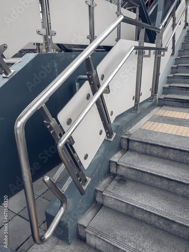 Stainless steel railing at station. Fall Protection. 