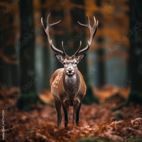 a deer with antlers standing in the woods © Aliaksandr Siamko