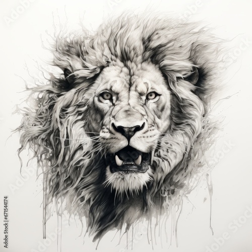 a drawing of a lion