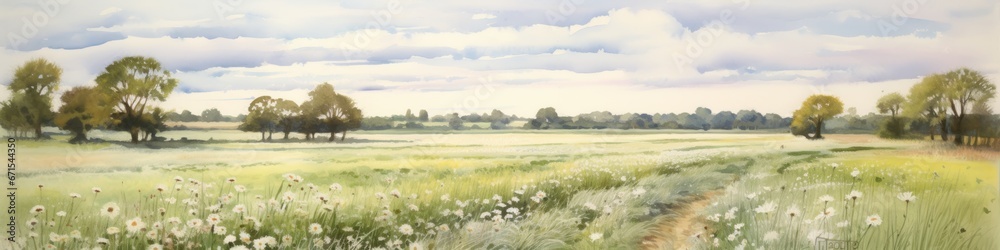 a field of flowers and grass