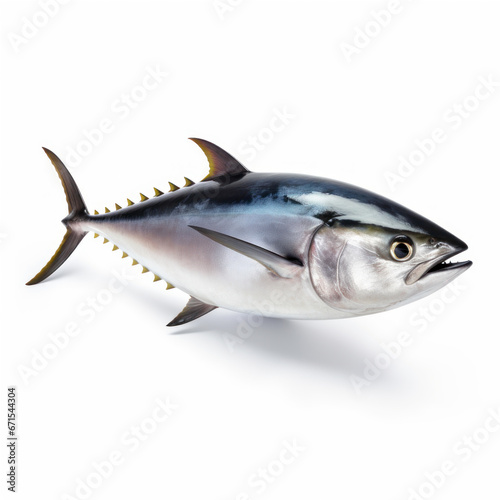 Whole yellowfin tuna fish isolated on white background, clipping path included