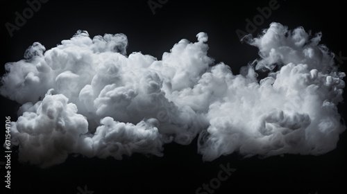 Separate white clouds on a black background