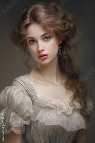 Medieval fashion. Victorian style clothes woman portrait